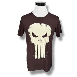 Y2K Mad Engine Marvel Punisher Skull T-Shirt Mens Medium Brown Near Vintage 2007